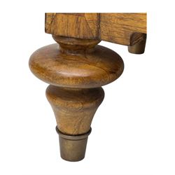 Frank Hudson - pair of mid-20th century Mindi ash and burr walnut bedside chests, bow-fronted and crossbanded top over three graduated drawers, on turned supports