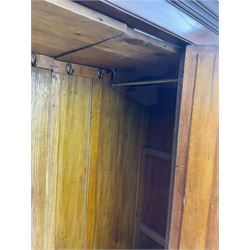 Edwardian inlaid mahogany wardrobe, single mirror door, drawer to base