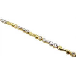18ct white and yellow gold cubic zirconia set bracelet, stamped 750