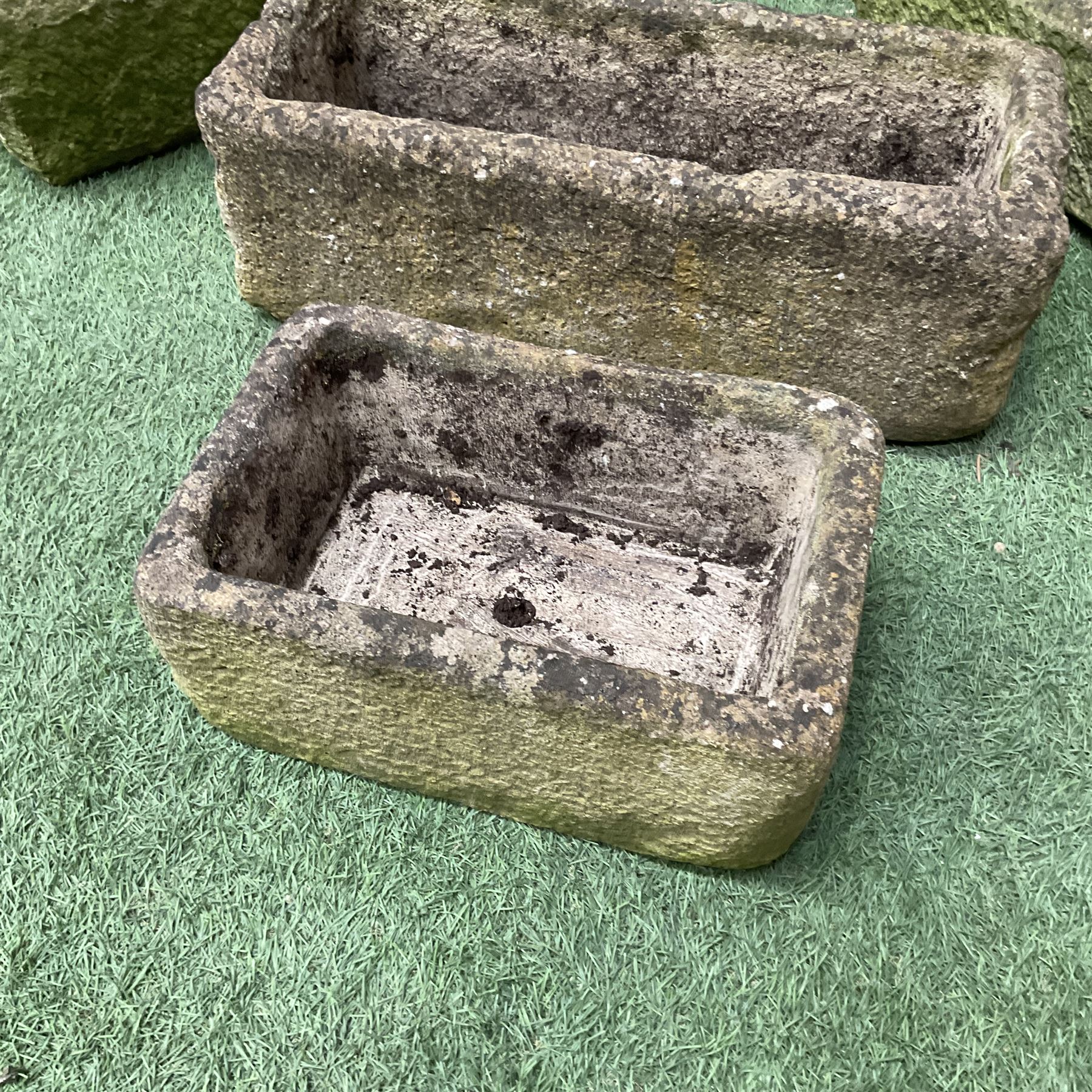 Set of four small carved stone planters  - THIS LOT IS TO BE COLLECTED BY APPOINTMENT FROM DUGGLEBY STORAGE, GREAT HILL, EASTFIELD, SCARBOROUGH, YO11 3TX