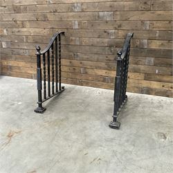 Set of wrought cast iron handrails in a black finish,