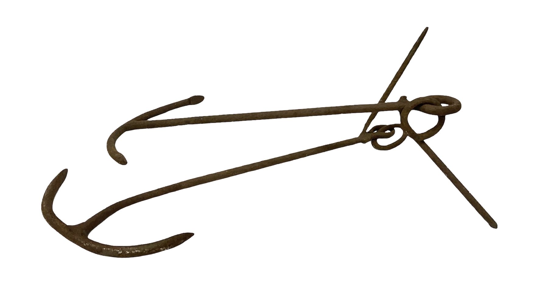 Two iron small boat anchors, main body L77cm Collectors & Clearance