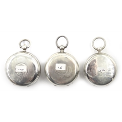 Victorian silver pocket watch by William Rowley London 1879, a further Victorian silver pocket watch, a continental pocket watch stamped 935 and a collection of watch keys