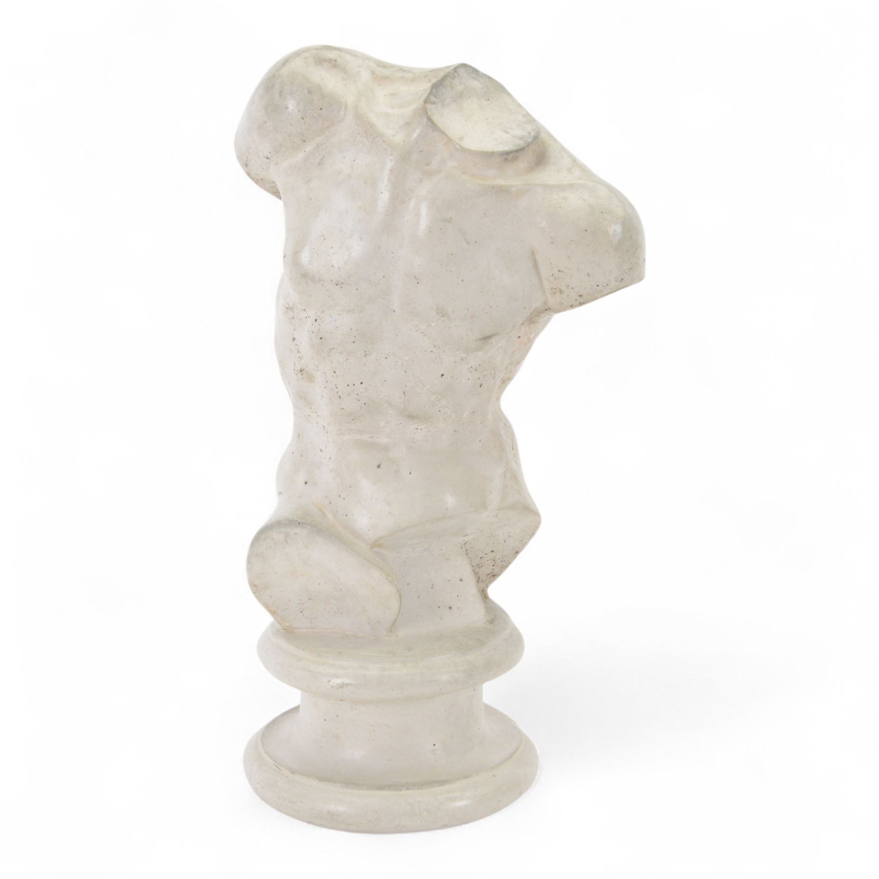 Grand Tour style composite model of a male torso, upon a socle base, with indistinct signature verso, H40,5cm