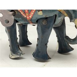 German Blomer and Schuler 'Jumbo' Elephant clockwork tinplate figure, marked 'D.R.P. DRGM Made in Germany', complete with key H9.5cm
