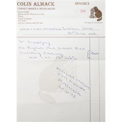 Beaverman - Yorkshire oak 5' double bedstead, panelled headboard and footboard with carved chip and adzed decoration, square corner posts and slatted base by Colin Almack of Sutton near Thirsk