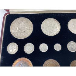 King George VI 1937 specimen coin set, fifteen coins from farthing to crown including Maundy money, in the original case