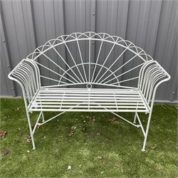 Metal sunrise sunrise garden bench, slatted seat - washed grey finish - THIS LOT IS TO BE COLLECTED BY APPOINTMENT FROM DUGGLEBY STORAGE, GREAT HILL, EASTFIELD, SCARBOROUGH, YO11 3TX