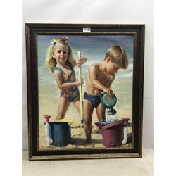 English School (20th century): Summer Holidays, oil on canvas unsigned 60cm x 50cm