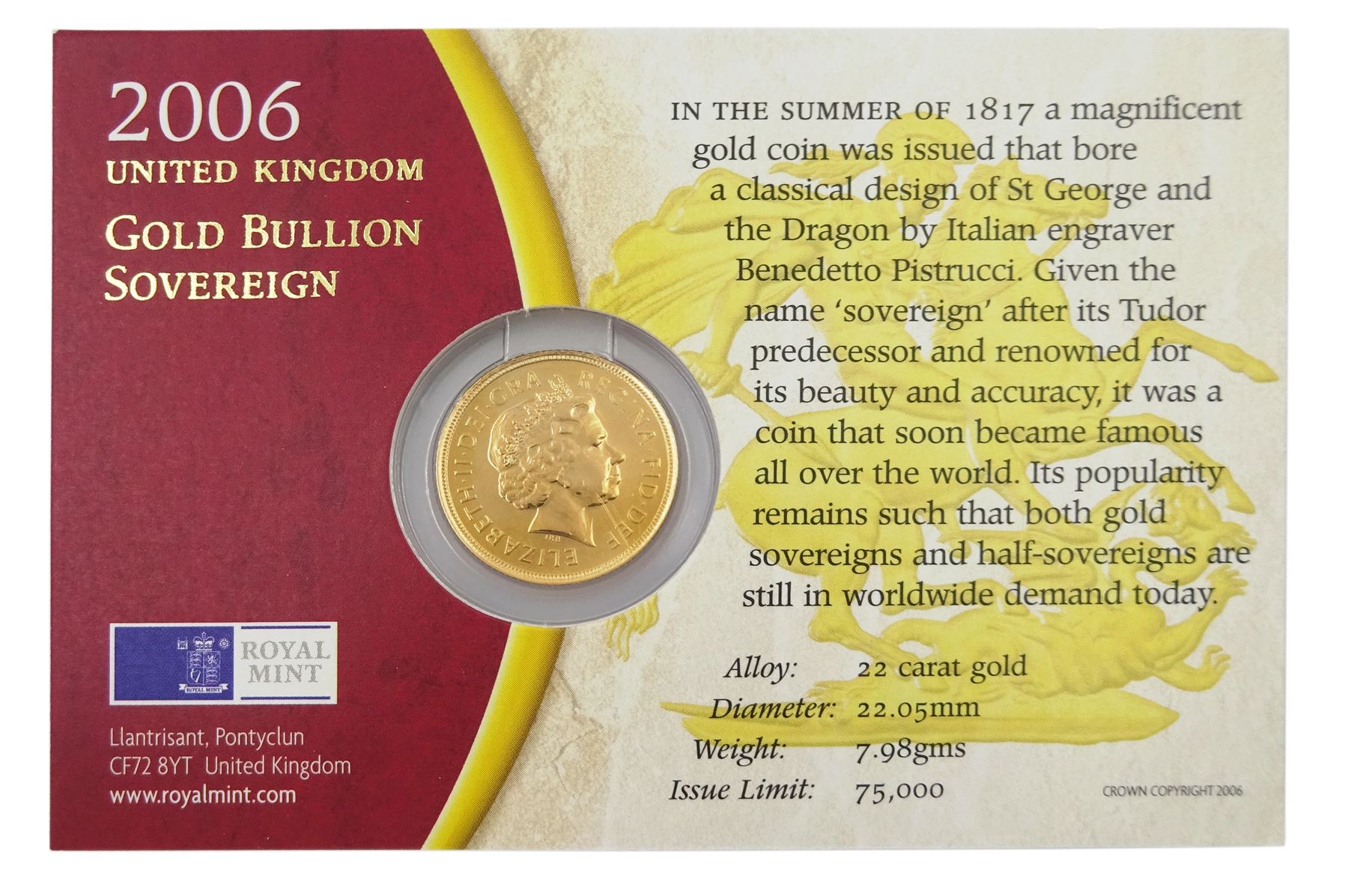 Queen Elizabeth II 2006 gold full sovereign coin