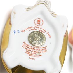 Three Royal Crown Derby paperweights, comprising two Yorkshire Rose Tortoises, and a Terrapin, all with gold stoppers, all boxed (3)