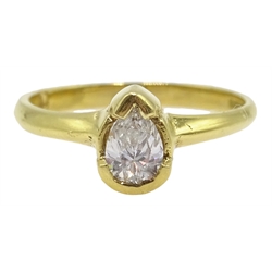  18ct gold pear shaped diamond ring, hallmarked  