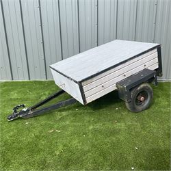 Small trailer with removable metal lid and spare wheel  - THIS LOT IS TO BE COLLECTED BY APPOINTMENT FROM DUGGLEBY STORAGE, GREAT HILL, EASTFIELD, SCARBOROUGH, YO11 3TX
