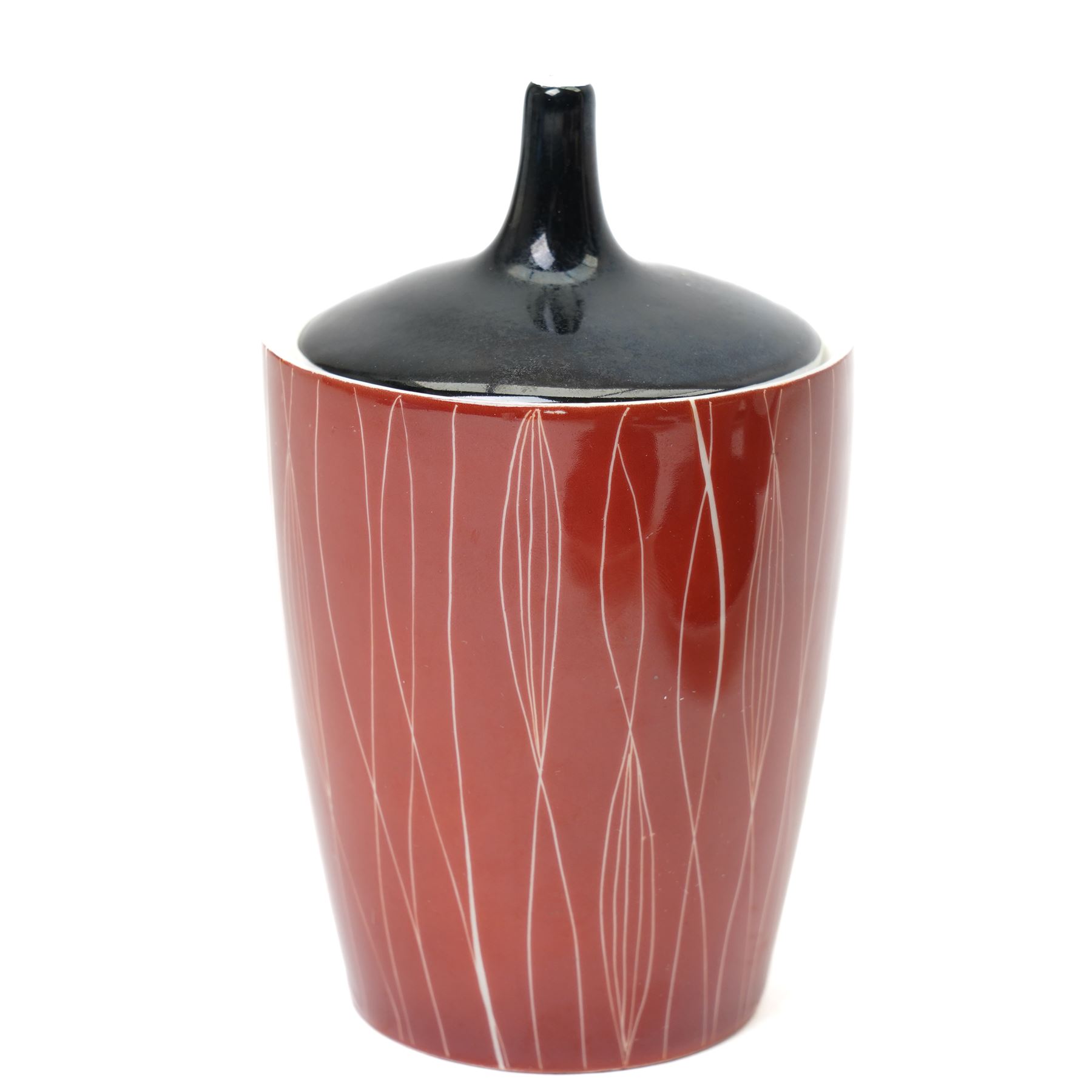 Polish 'Goplana' pattern mid-century coffee set, designed by Wincenty Potacki for Ćmielów, comprising coffee pot, creamer, sugar bowl, and five cups and saucers