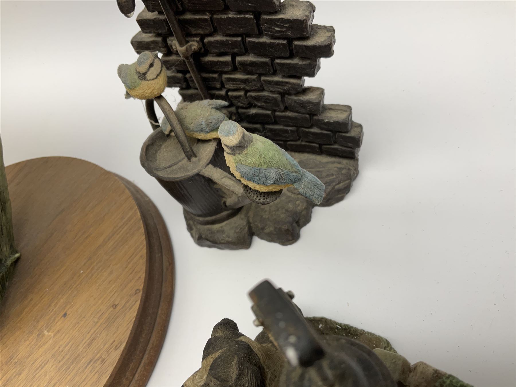 Leonardo Collection figures to include Spaniel, Border Collie, 'Nature Studies' and 'Farmyard Friends', a collection of figures including three owls a robin and a selection of farmyard scenes  