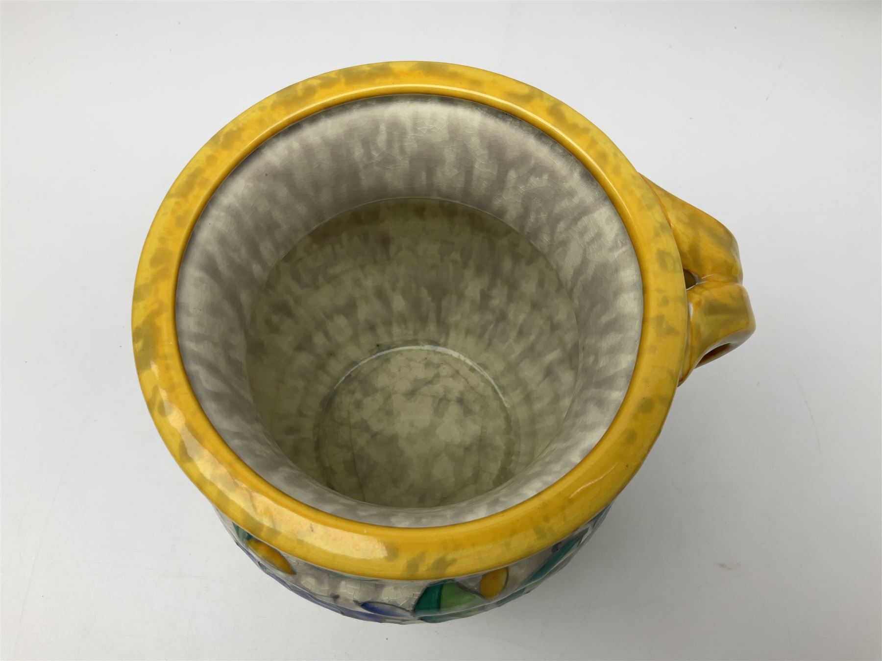 Charlotte Rhead Crown Ducal jug, decorated in the Persian Rose pattern, with printed and painted marks beneath
