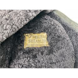 Panelled leather 'Fyling' jacket with sheepskin lining, UK medium, and two other similar jackets