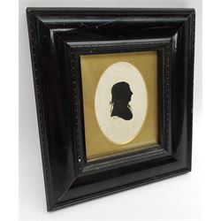 Late 19th century silhouette portrait of a lady, indistinctly signed Inky? and dated '97, in gilt mount and ebonised frame, 21cm x 19cm overall