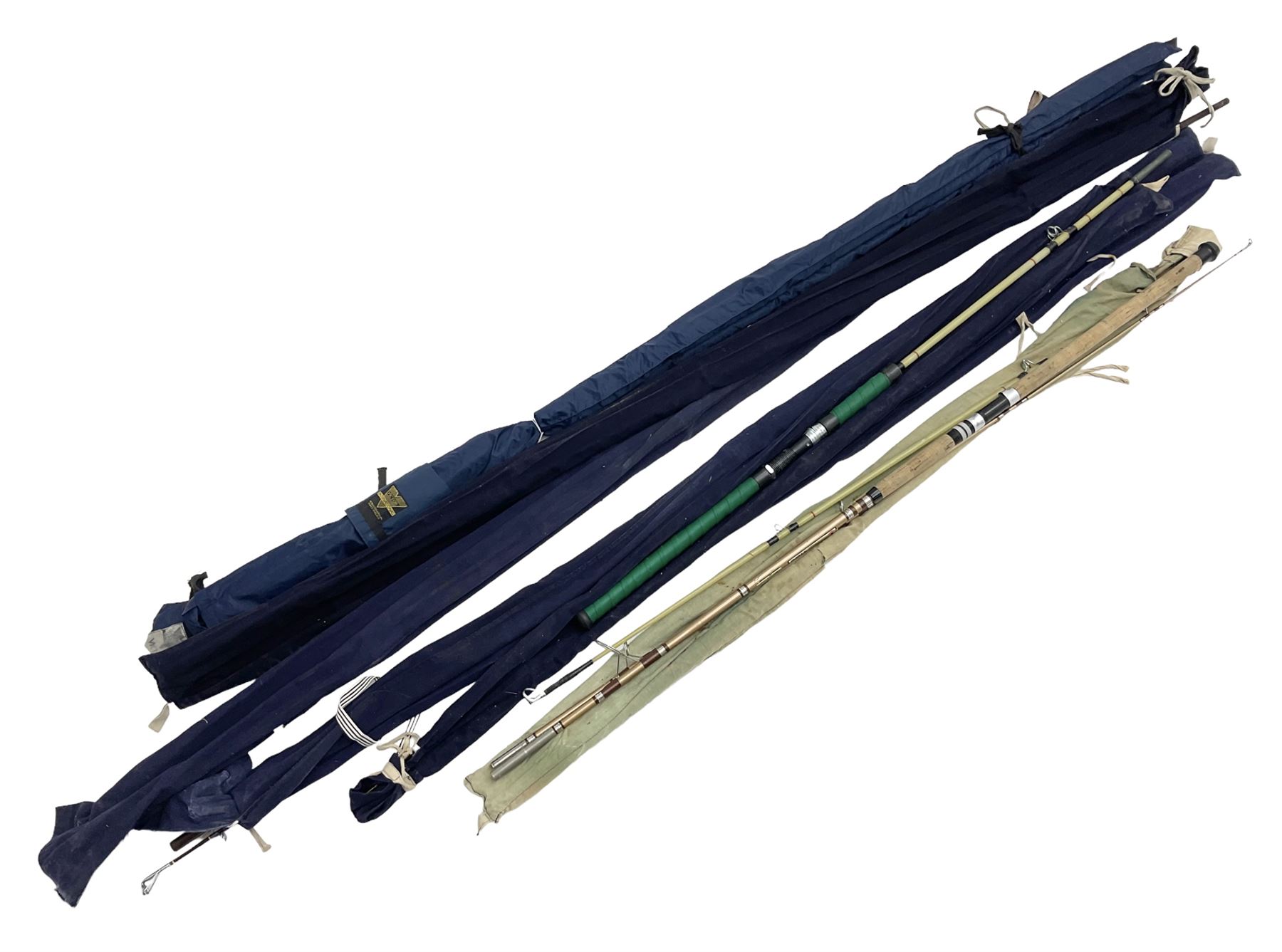 Four Hardy fishing rods, to include Victor and Fibalite Spinning rod, together with four other fishing rods
 