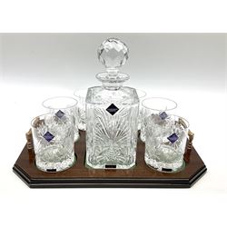 Edinburgh Crystal set, comprising square decanter, six old fashioned tumblers on a gallery tray, together with Edinburgh crystal water jug. 