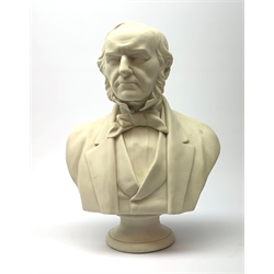 A large Parian Ware bust of William Ewart Gladstone, after E.W. Wyon, F, published by John Stark registered April 25th, 1866, H42cm.