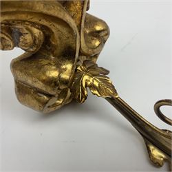 Pair of gilt wood single branch wall sconces, H40cm