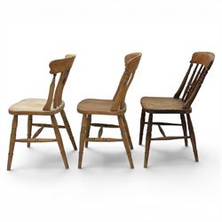 Six 19th century and later elm and beech farmhouse chairs
