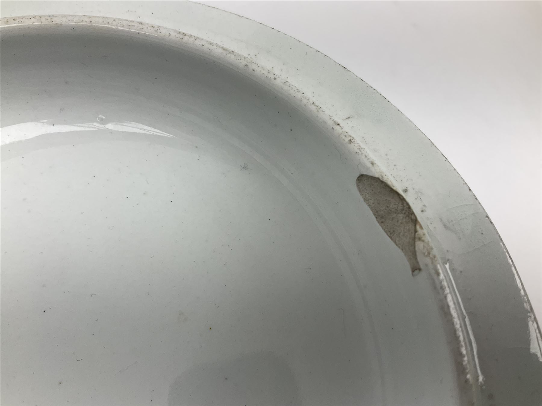 Two Royal Crown Derby pattern Imari soup bowls, pattern 2451, Belleek Fermanagh Ireland four piece set in green shamrock pattern, Royal Doulton small lady figure, Marie HN1370, large Wedgwood fruit bowl, Sylvac jardiniere in autumn leaves pattern, five pieces Co-operative Society commemorative ceramics, with selection of other ceramics. 