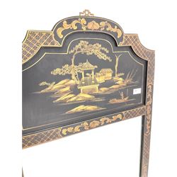 Chinese style black lacquered and gilt wall mirror