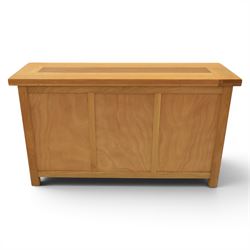 Contemporary oak sideboard, fitted with three drawers and three cupboards