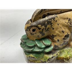 Two early 20th century cast-iron mechanical money banks - 'Rabbit on Cabbage' by Kilgore Manufacturing Company c1921 L11cm; and 'Elephant Swings Trunk' by A C Williams & Co patented 27th June 1905 L12.5cm (2)