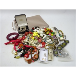  Silver curb bracelet, bangle, necklace and other silver, rolled gold bangle, other costume jewellery and clutch bag   
