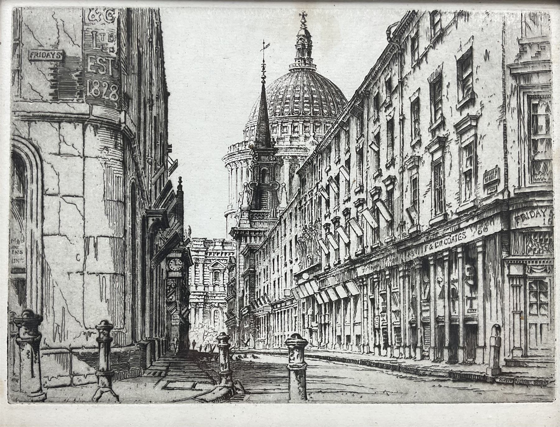English School (Early 20th century): Watling Street - London, drypoint etching unsigned 20cm x 26cm