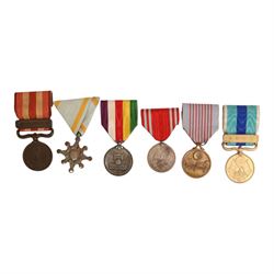 Six Japanese medals, including Order of the Sacred treasure, Red Cross medal, Showa Enthronement commemorative medal, Incident War medal,  2600th National Anniversary Commemorative medal etc  