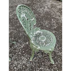 A pair of green painted aluminium garden chairs - THIS LOT IS TO BE COLLECTED BY APPOINTMENT FROM DUGGLEBY STORAGE, GREAT HILL, EASTFIELD, SCARBOROUGH, YO11 3TX