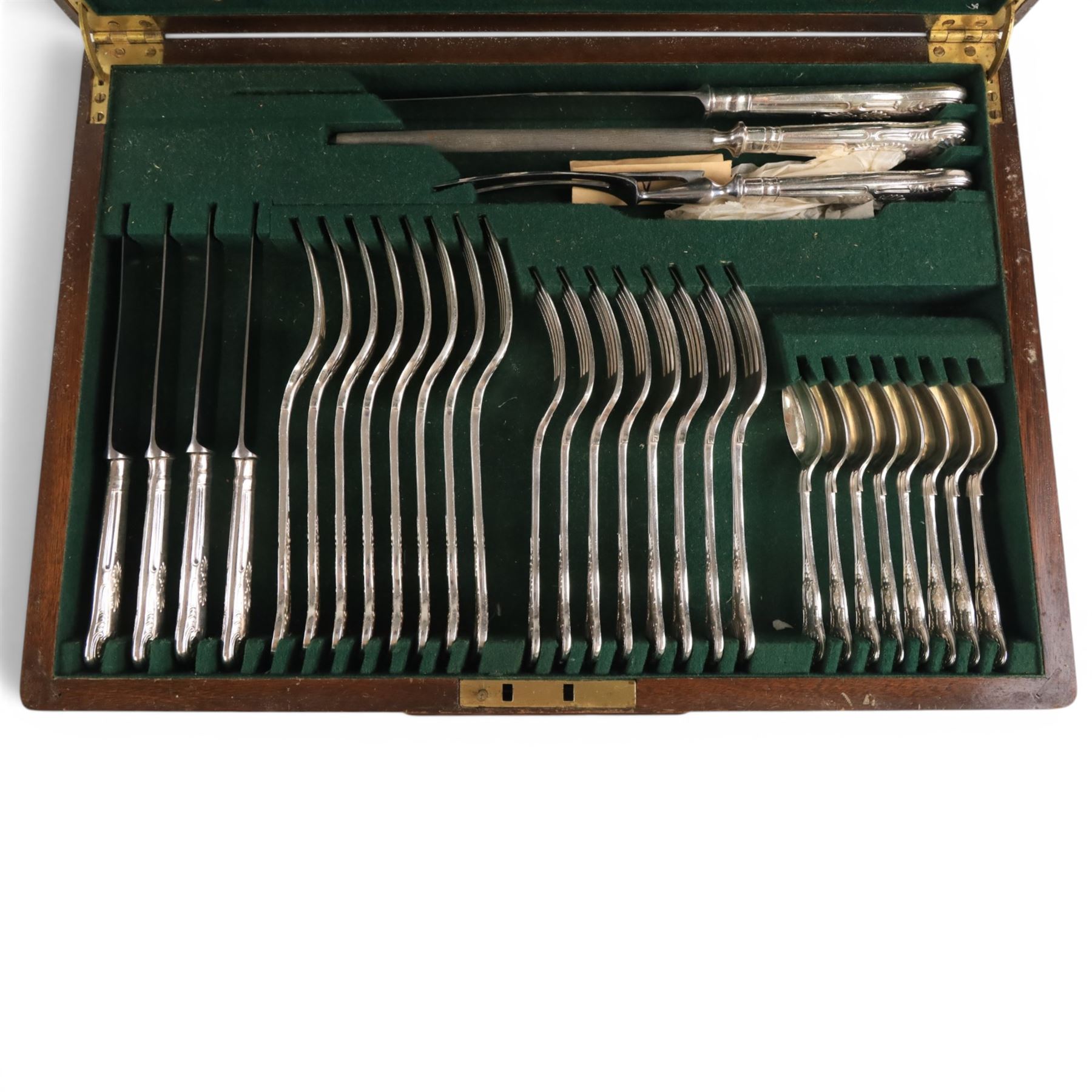 John B Chatterley & Sons Kings pattern silver plated canteen of cutlery for eight place settings, with key H5cm, W46cm, D32cm