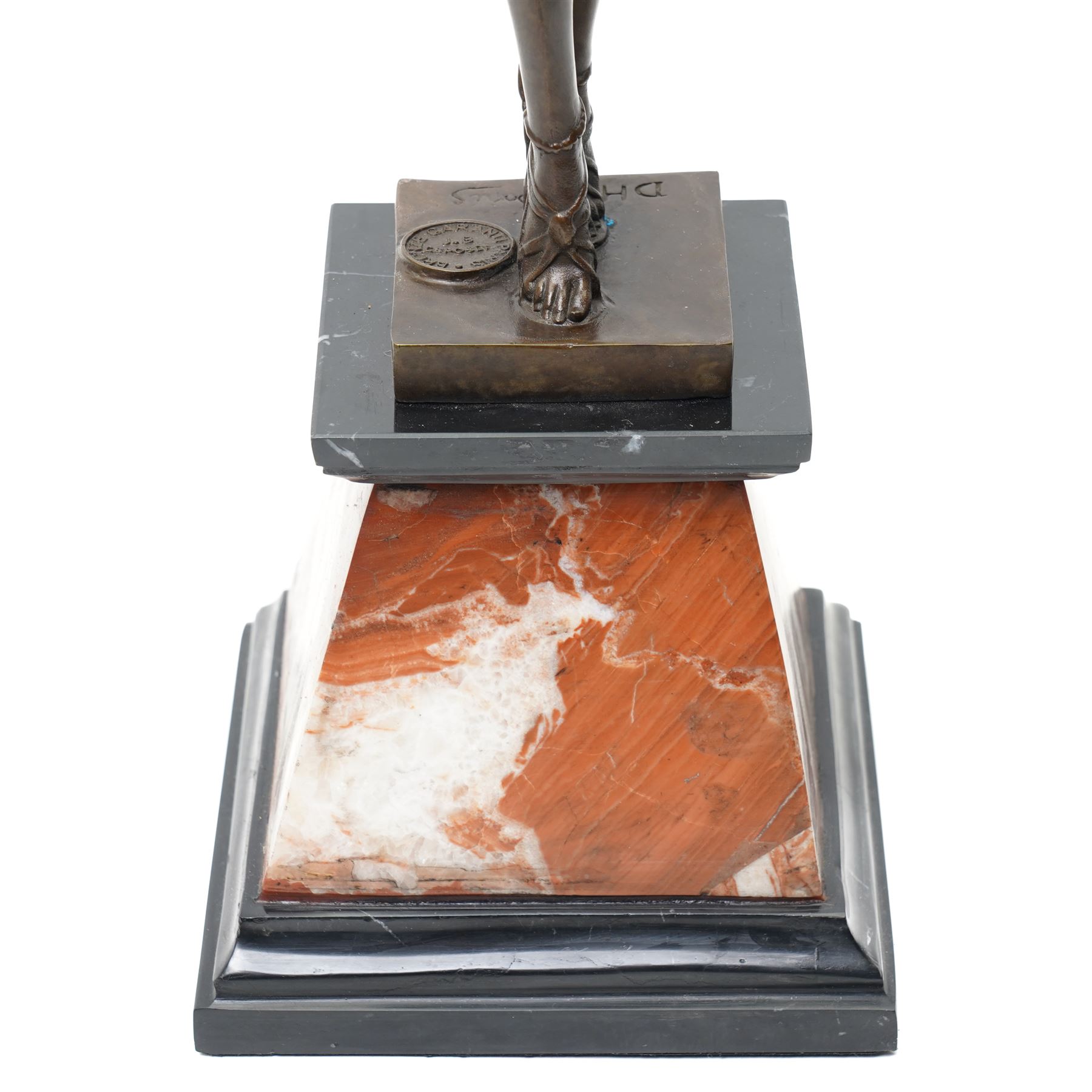 After Demetre Chiparus - art deco style figure of a dancer, on marble plinth, H55cm