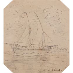 Manner of Willem van de Velde (Dutch 1633-1707): Sailing Boat Battling a Storm, pencil and...