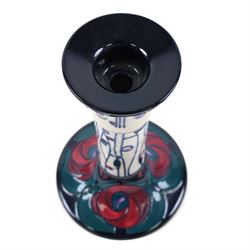 Moorcroft Tribute To Charles Rennie Mackintosh jug and candlestick, designed by Rachel Bishop, jug H24cm