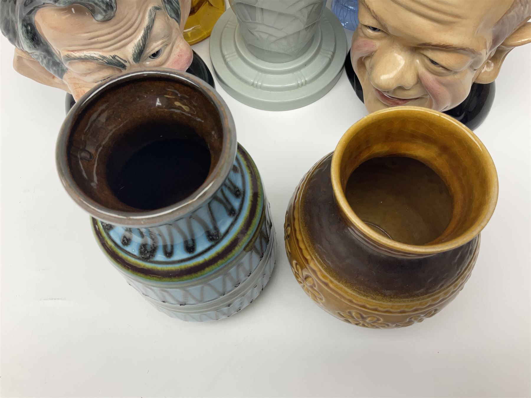 Bairstow Manor Pottery Tony Blair teapot and Tony Hague, Spode Copeland vase, glass vases, glass paperweight etc 