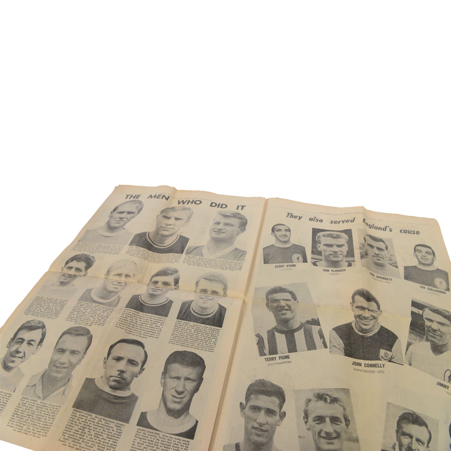 1966 World Cup memorabilia, including Dinner Menu, in honour of 1966 Association Football World Cup Competition, World Championship Jules Rimet Cup Banquet Menu in honour of Fifa, with some indistinct signatures to front cover, National Football Team of Korea leaflet with player signatures, Official Hand Book, three souvenir programmes for the Final between England and West Germany and three World Cup edition magazines and Liverpool Echo World Cup edition