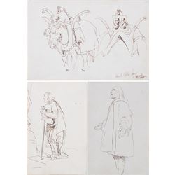 Swiss/French School (19th century): Donkey Heading to Market and Figural Studies, three in...
