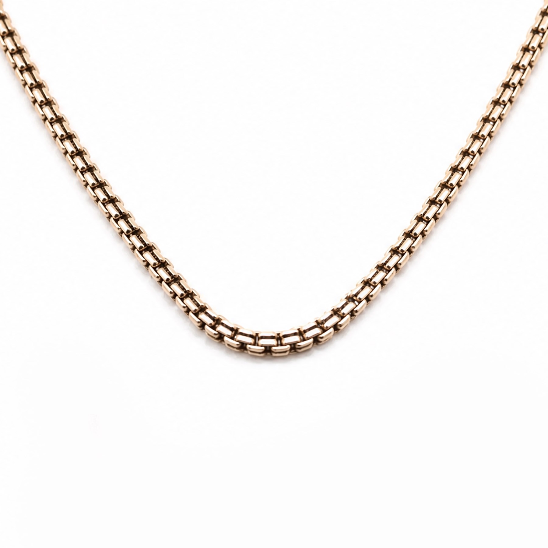 9ct rose gold fancy box link chain necklace