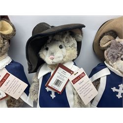 Set of four limited edition Charlie Bears Mousekateers, comprising Faux Paws CB181885, Gallant CB171864B, Valiant CB181864C,  and Honour CB171864A, each 124/600, all with tags 