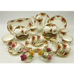  Royal Albert 'Old Country Roses' coffee set for six, eight tea cups and saucers, four tea plates, sugar bowl, milk jug, sandwich plate etc   