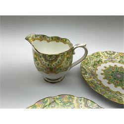 Royal Albert 'Paisley Shawl' pattern part tea set, comprising six tea cups, saucers and side plates, a sandwich plate and milk jug