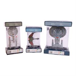 Three Corgi Star Trek 40th Anniversary spaceships, comprising no. CC96603 USS Enterprise-D, no. CC96602 Klingon Bird of Prey and no. CC96601 USS Enterprise, all boxed