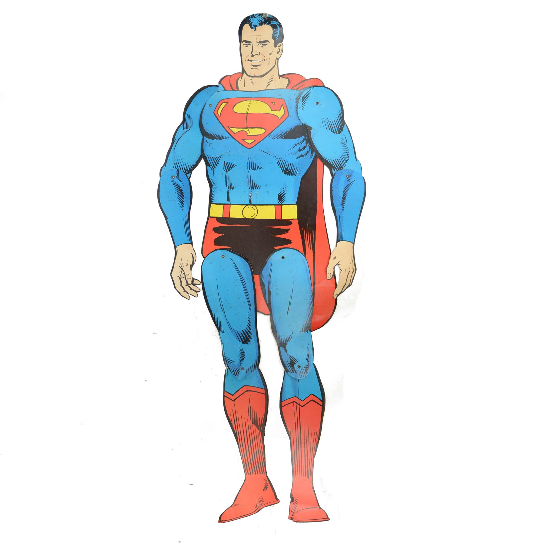 1970's DC Comics Super Man cardboard cut-out, with articulated limbs, H164cm