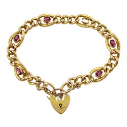 Early 20th century gold garnet link bracelet, stamped 9ct