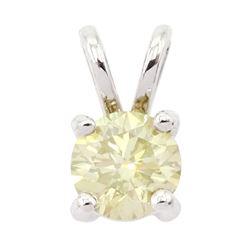 18ct white gold fancy yellow diamond pendant, diamond 0.61 carat, with World Gemological Institute report